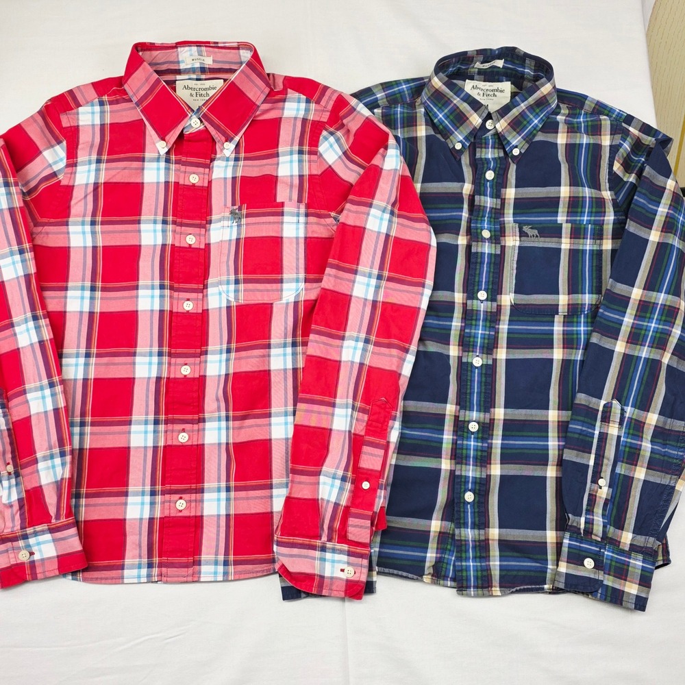 Abercrombie & Fitch Mens Button Down Shirt Plaid‎ Long Sleeve Casual Medium